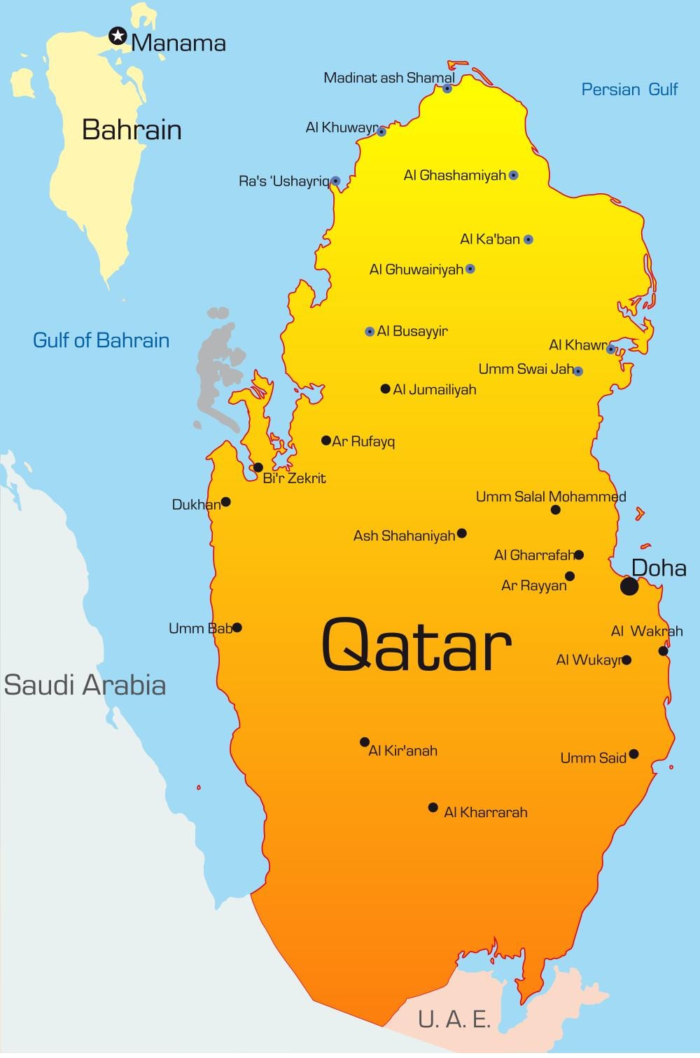 Mapa da capital do qatar 
