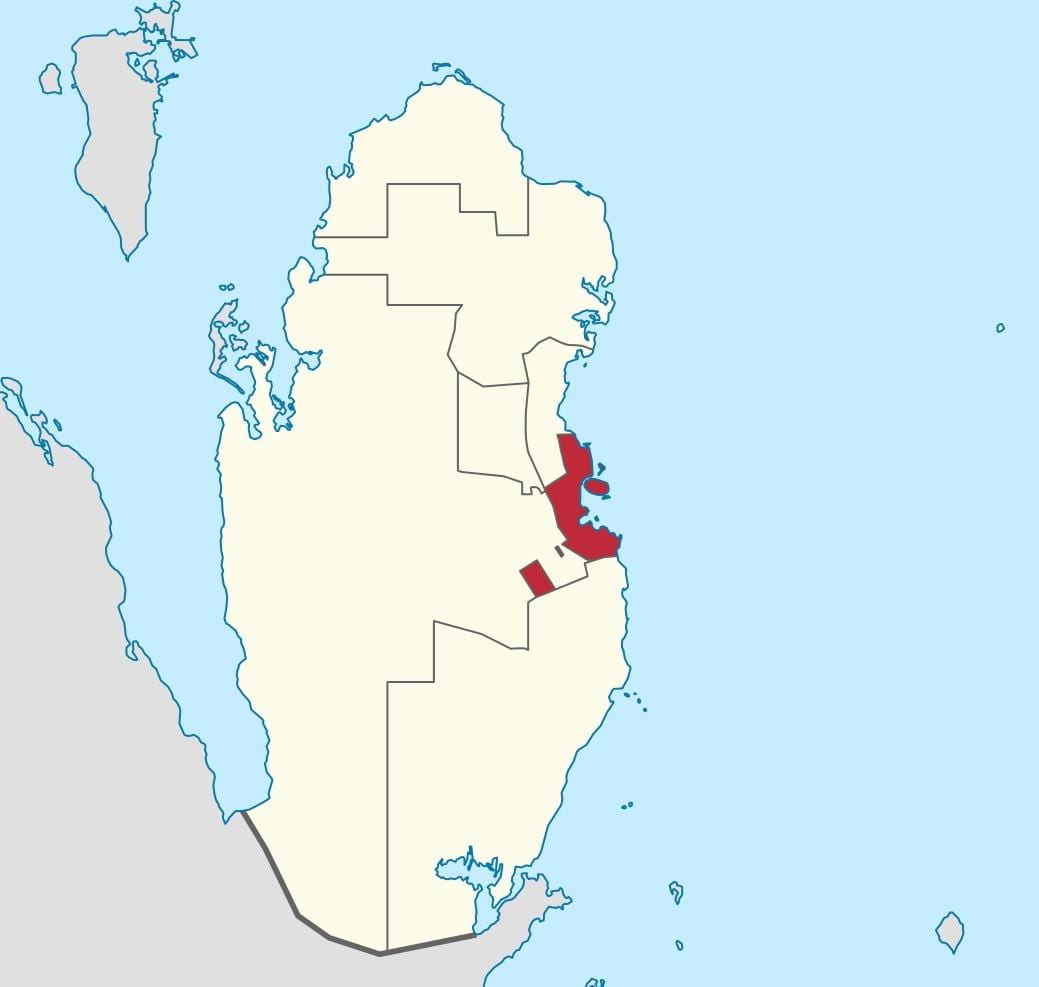 Mapa de doha, qatar, local no mundo