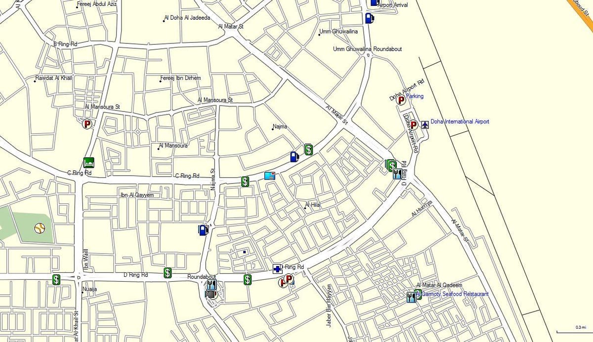 Mapa de doha, qatar aeroporto