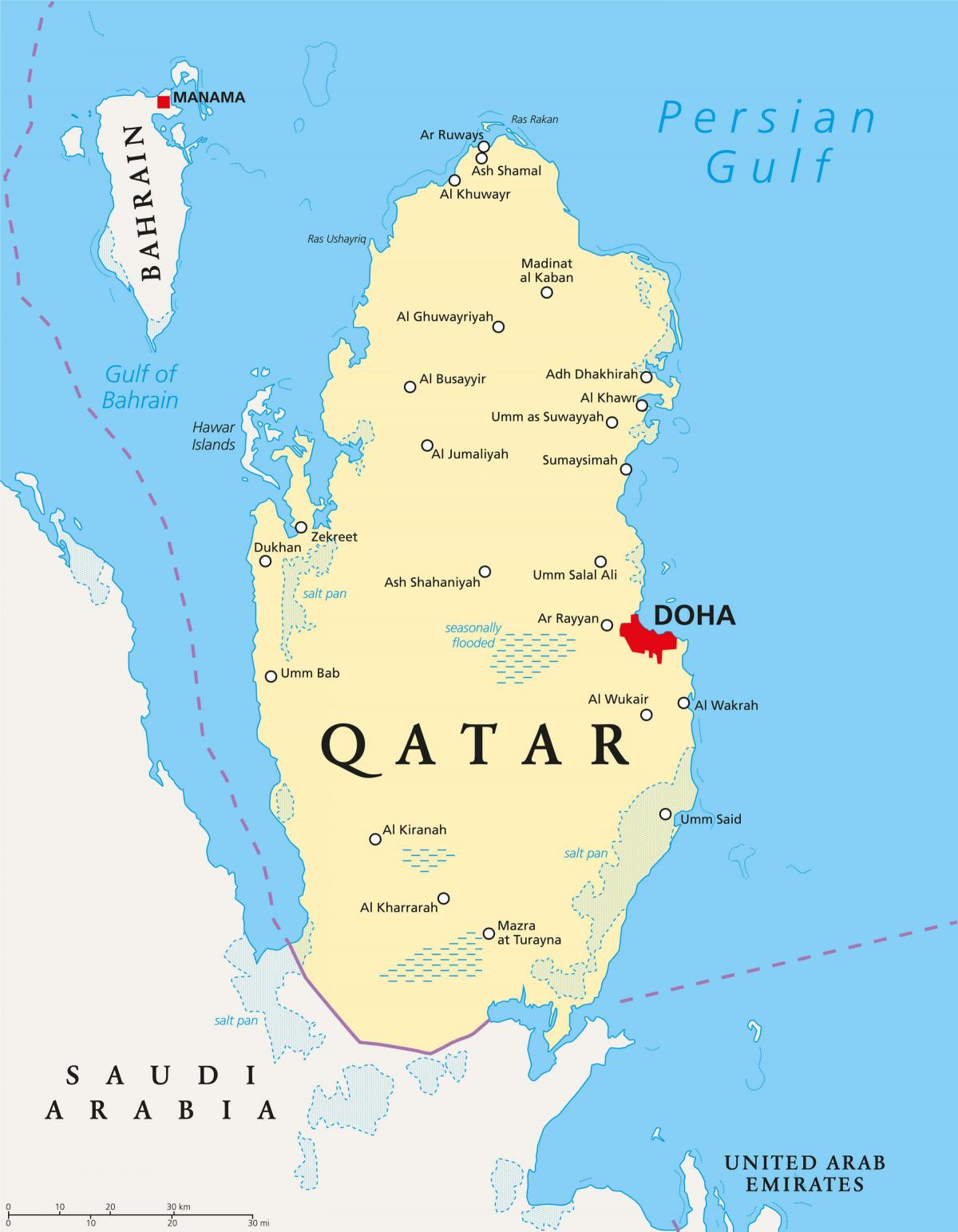 qatar mapa com cidades