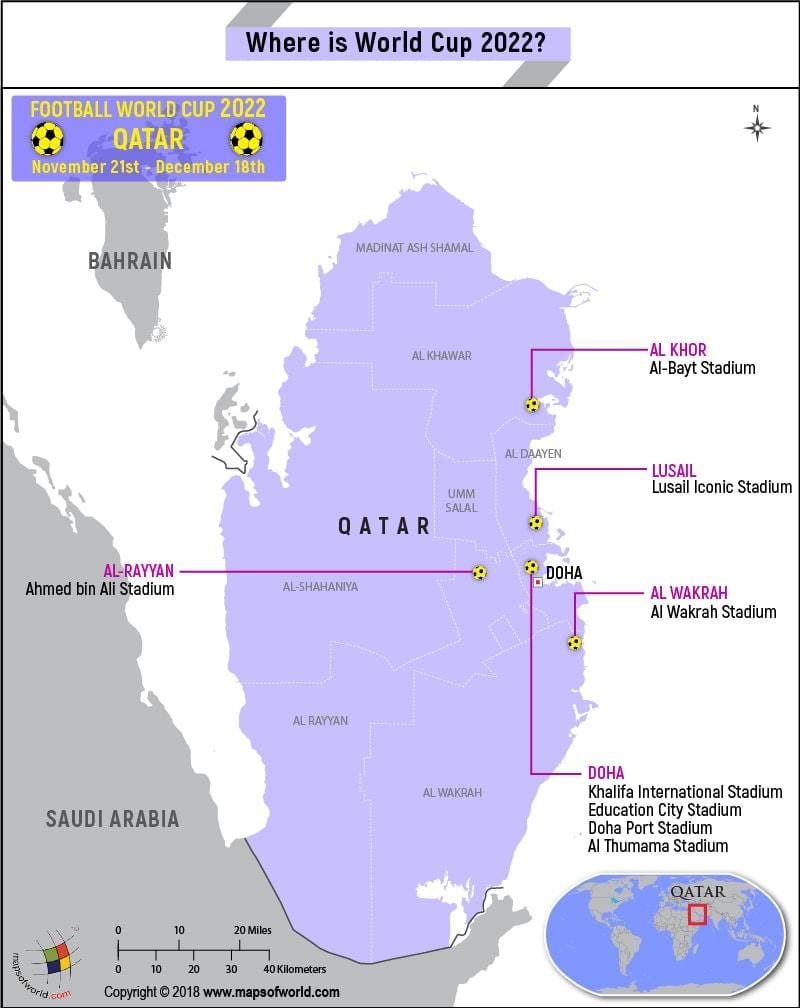 Mapa do qatar estádios da copa do mundo 