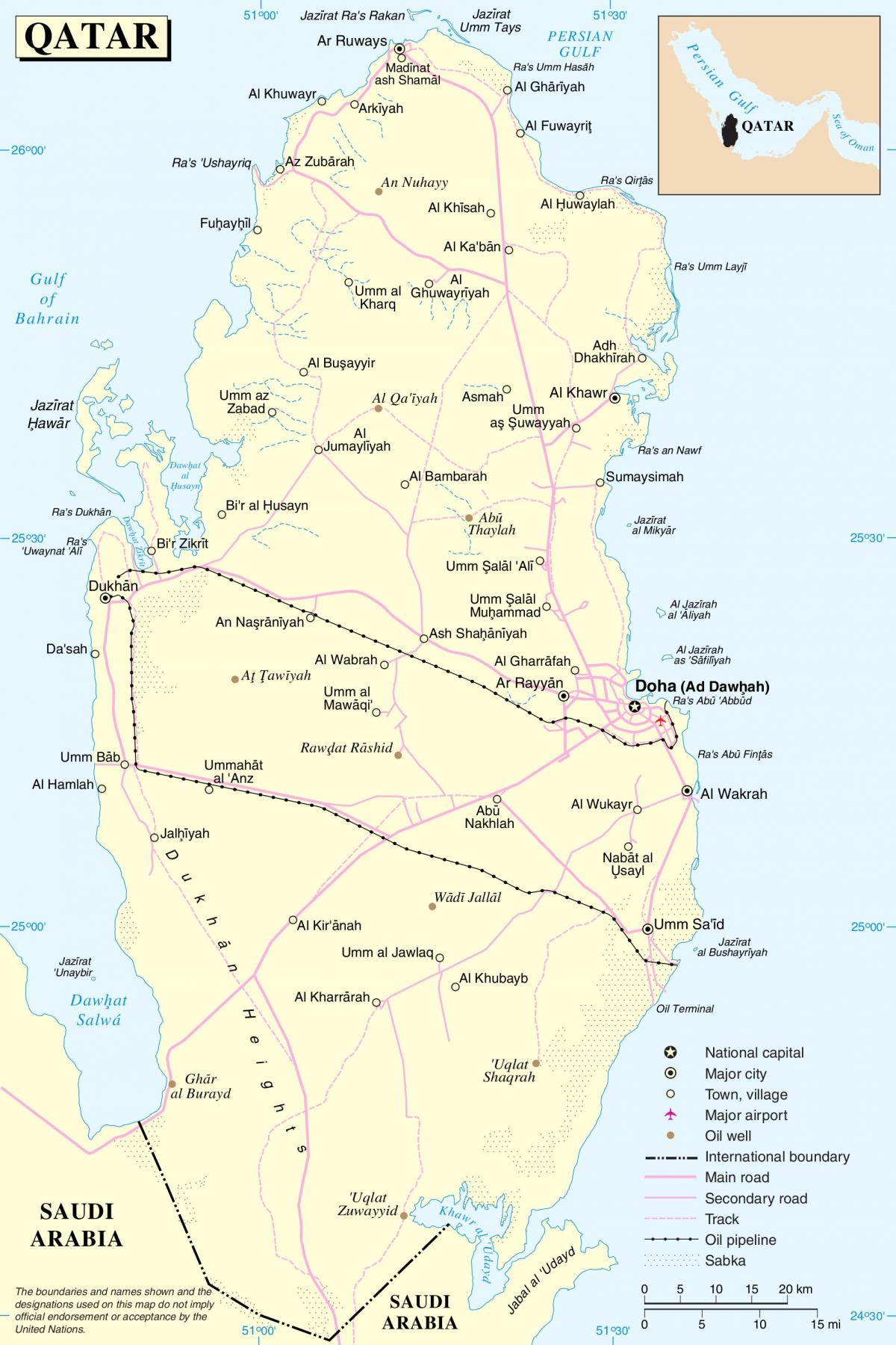 qatar estrada mapa de rotas
