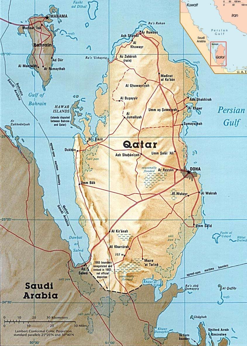 Mapa do qatar ilhas 