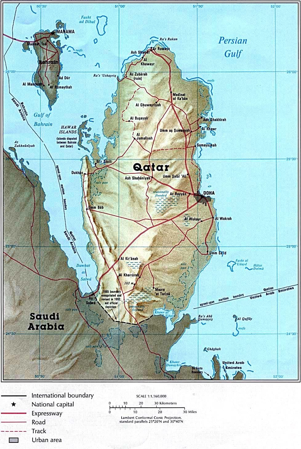 Mapa do qatar estrada 