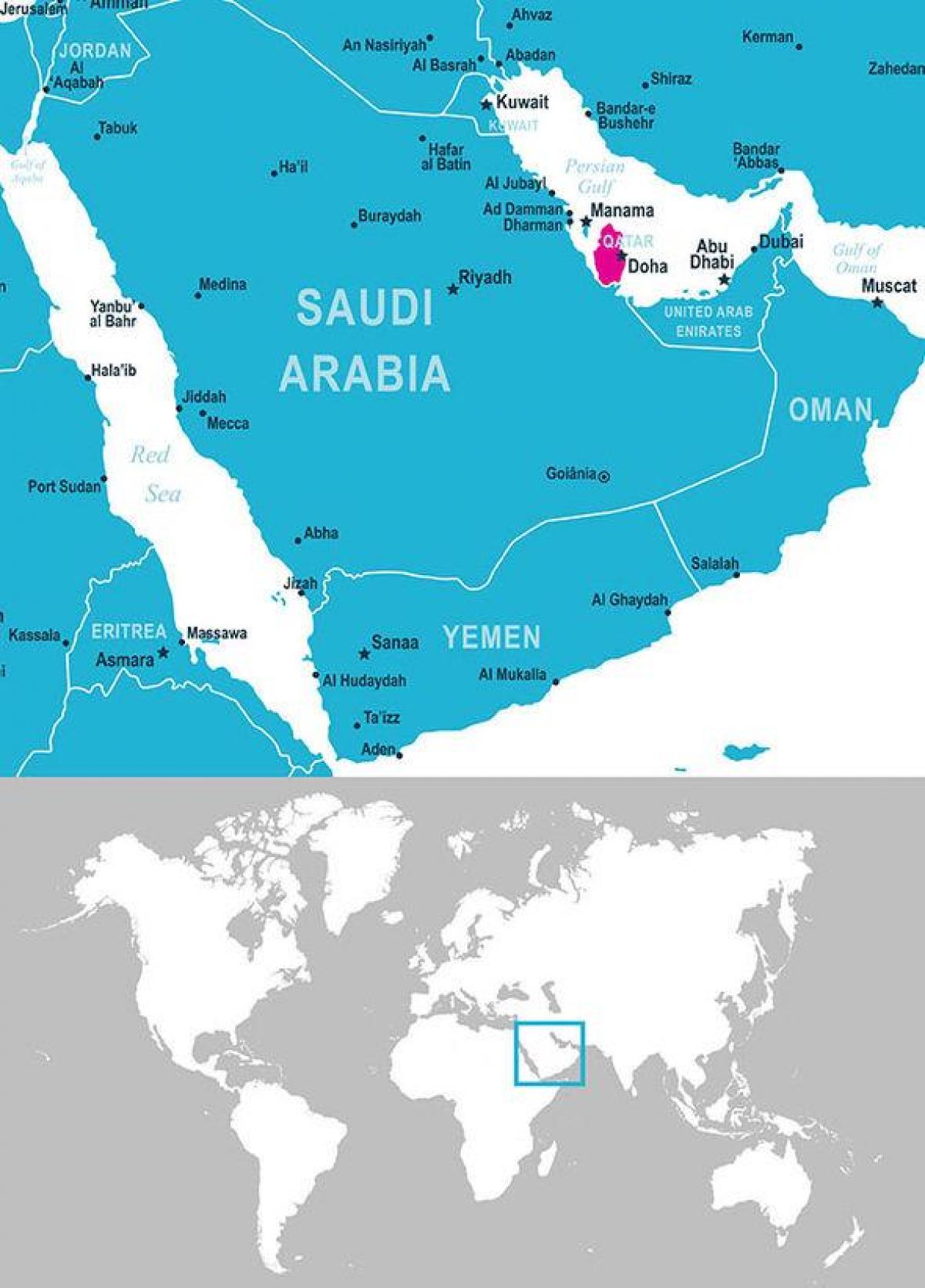 Mapa de localização do qatar