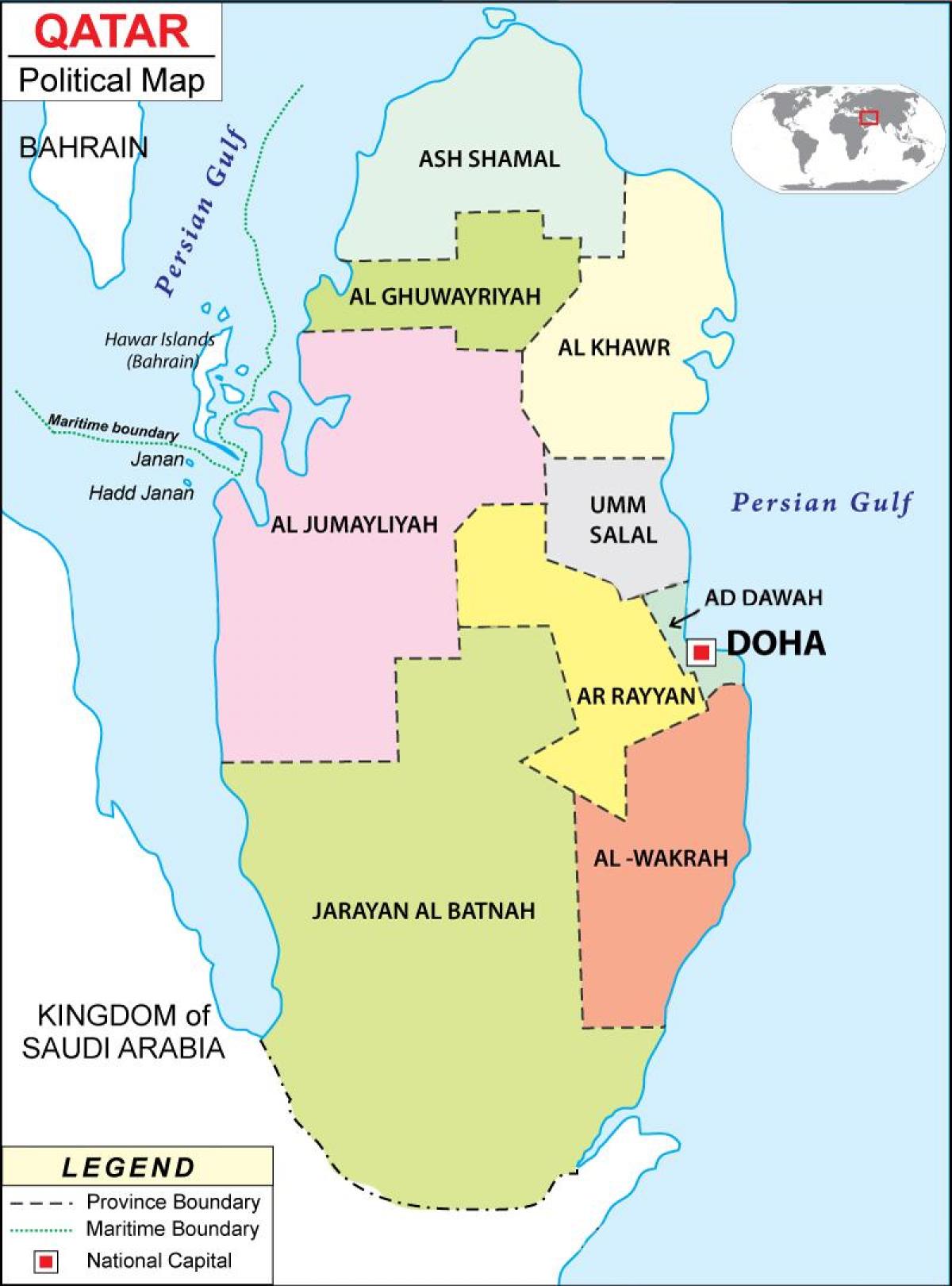 mapa do qatar região