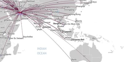 A Qatar airlines mapa