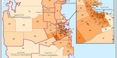 Mapa do qatar população